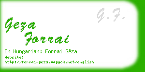 geza forrai business card